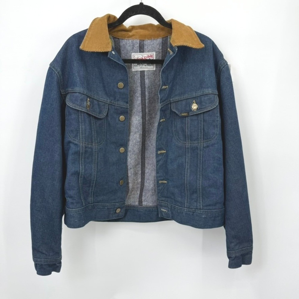 Vintage Lee Storm Rider 220-0141 Denim Jacket 42R Blanket Lined Western USA Rare